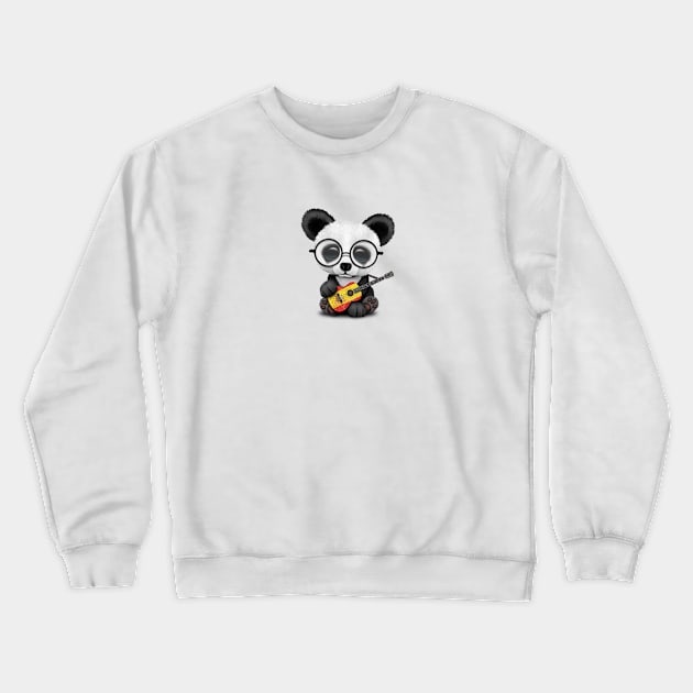 Baby Panda Playing Spanish Flag Guitar Crewneck Sweatshirt by jeffbartels